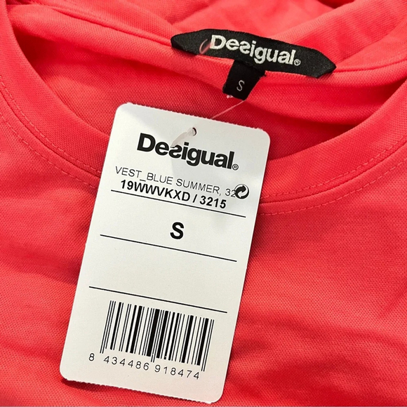 NWT Desigual “blue summer” t-shirt dress in coral pink size Small - Picture 4 of 6